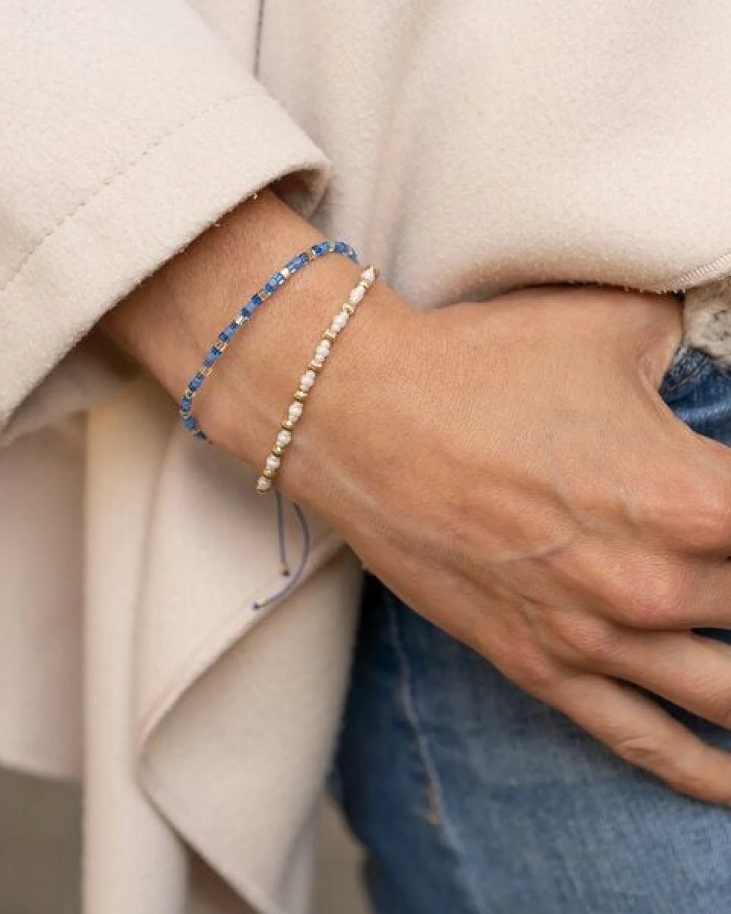 juni Armband Set "Mira" mit geriffelten Gold-Perlen aus recyceltem Gold – Ansicht 2
