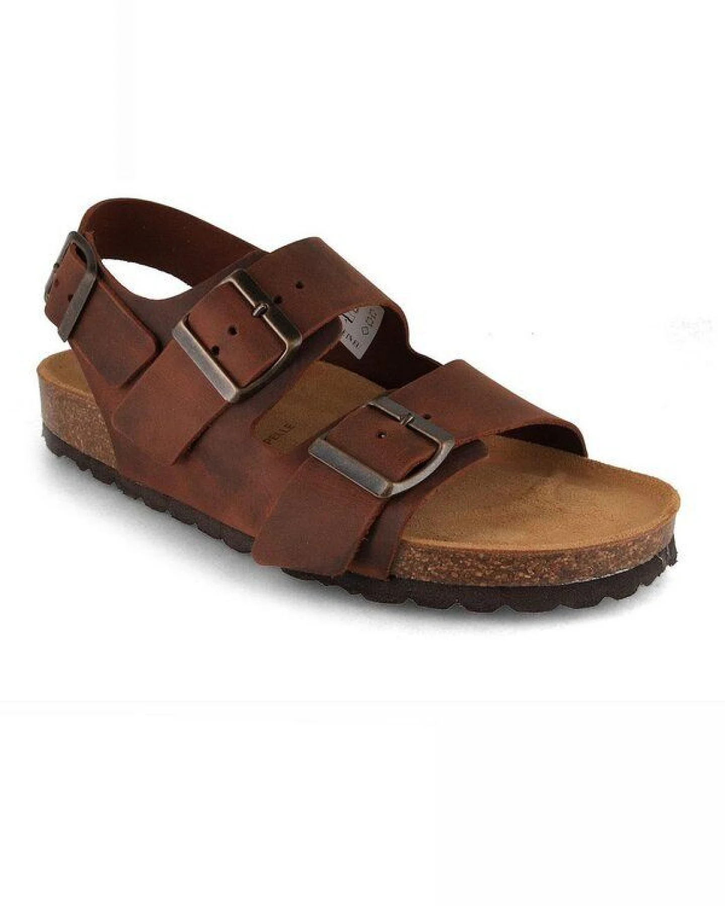 Tuffeln Leder Sandalen Baltrum mit weichem Kork-Fußbett hinten geschlossen – Ansicht 3