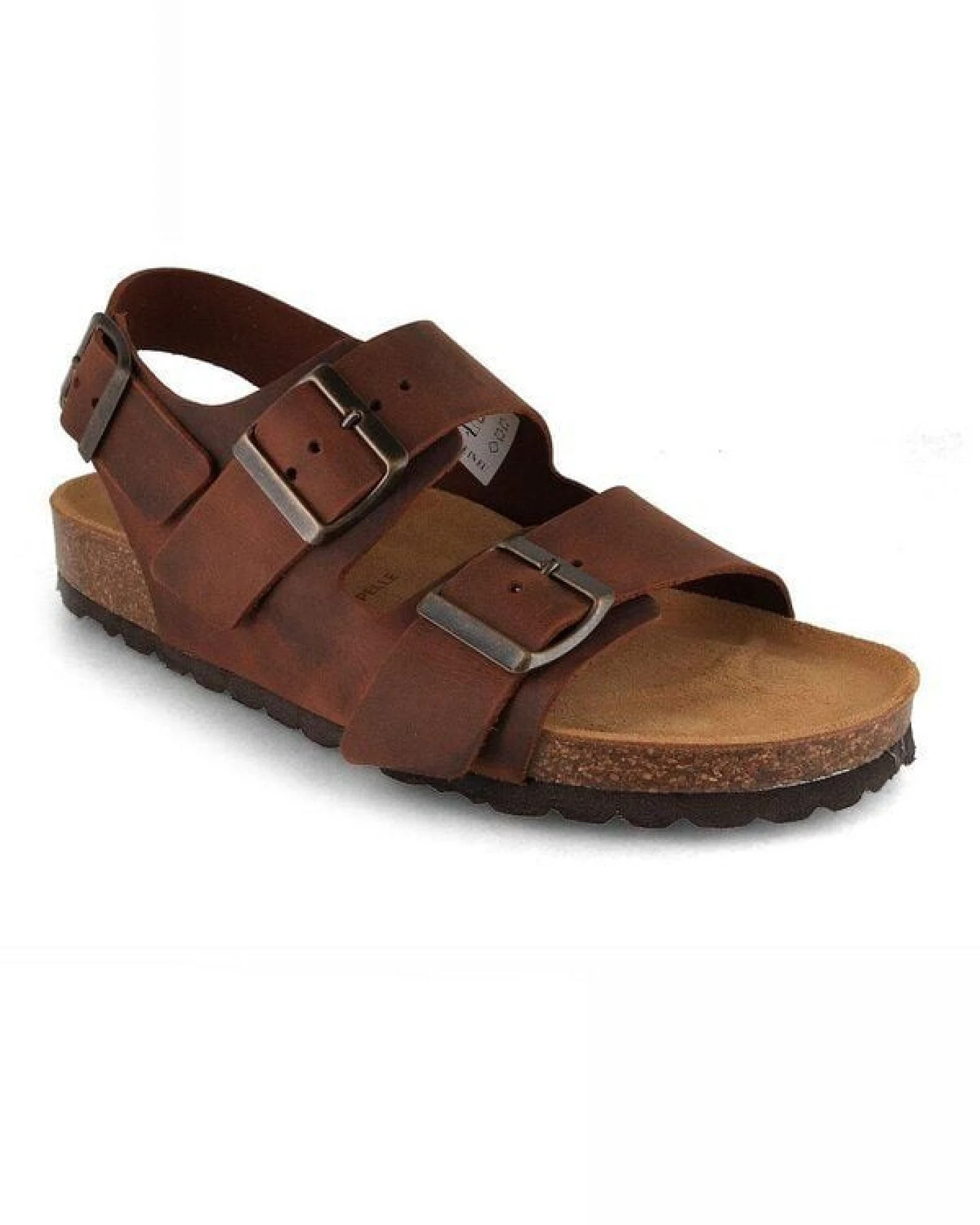 Tuffeln Leder Sandalen Baltrum mit weichem Kork-Fußbett hinten geschlossen – Ansicht 4