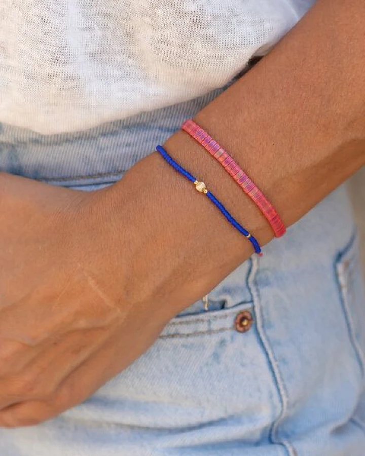 juni Perlenarmbänder pink - blau / einzeln oder im Set