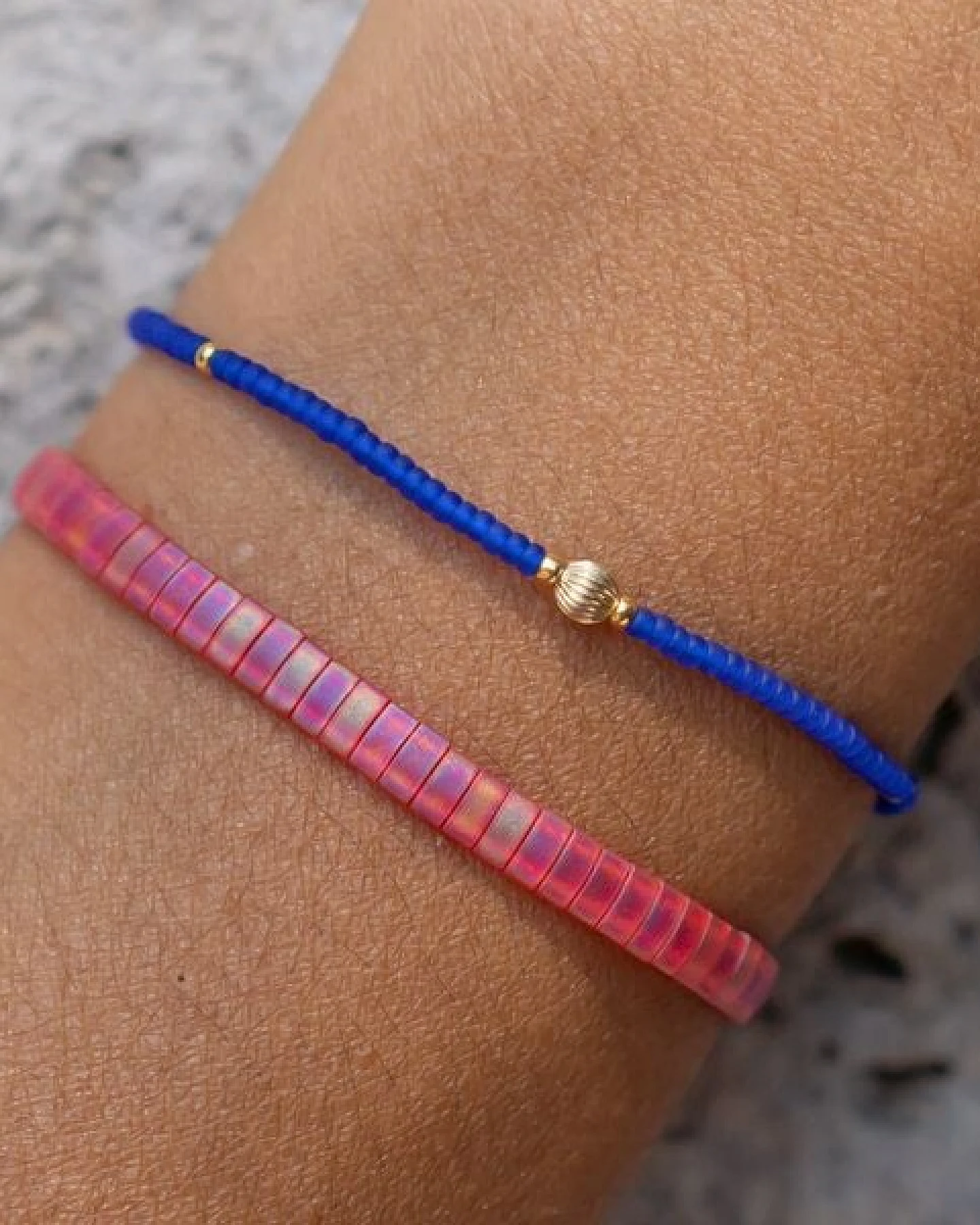 juni Perlenarmbänder pink - blau / einzeln oder im Set – Ansicht 4