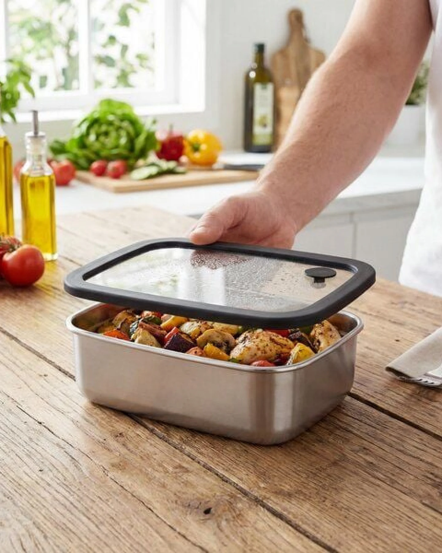 elasto Edelstahl Lunchbox mit Glasdeckel - auslaufsichere Brotdose – Ansicht 4