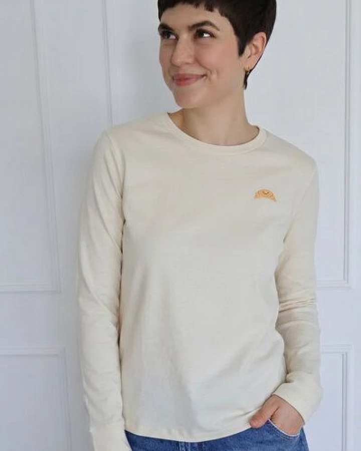 Kultgut Artdesign - Softes Langarmshirt Biobaumwolle /Little Croissant