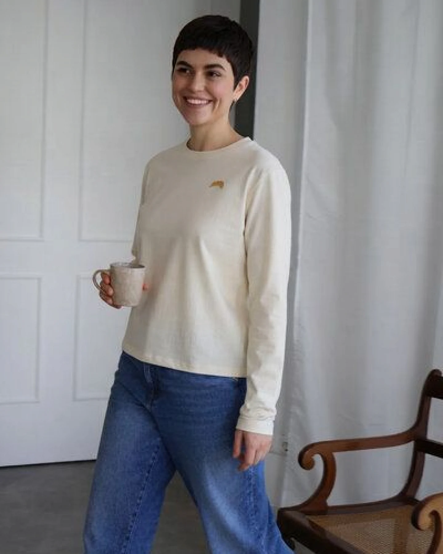 Kultgut Artdesign - Softes Langarmshirt Biobaumwolle /Little Croissant – Ansicht 3