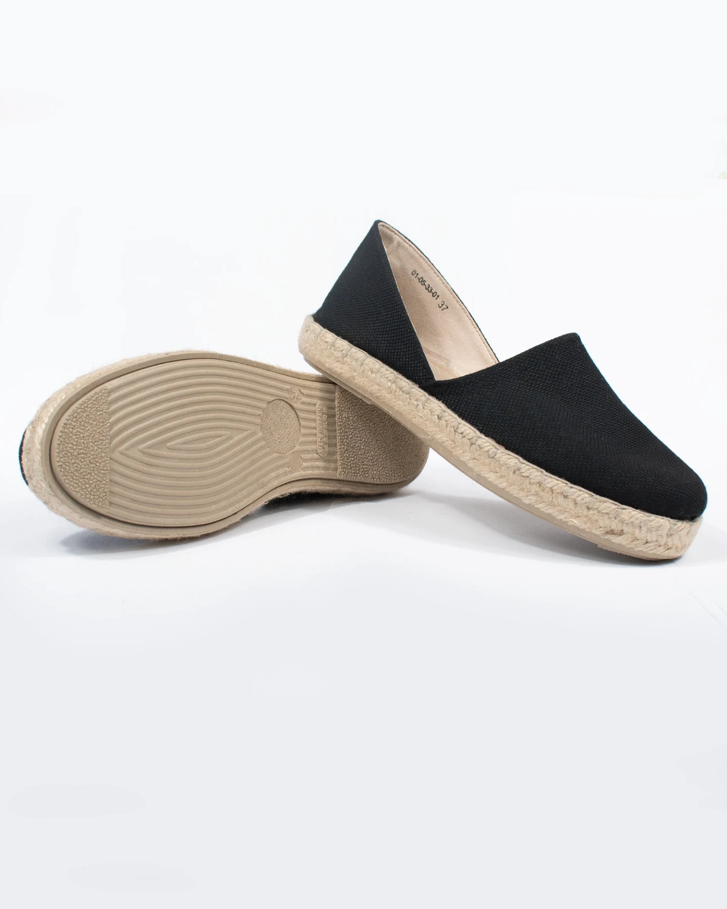 Will's Vegan Store Damen vegan Sandalen Espadrille Schwarzes Segeltuch – Ansicht 2