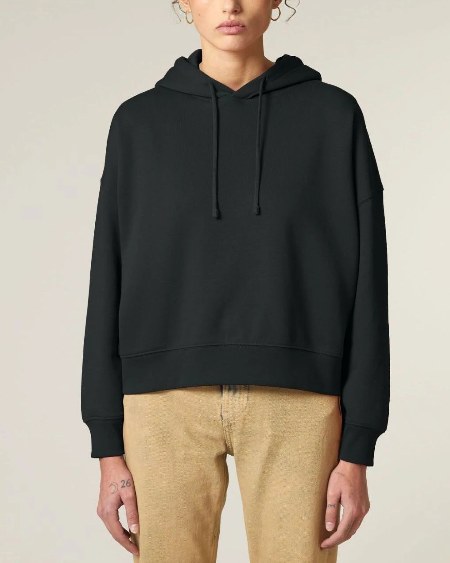 UNIPOLAR Damen vegan Hoodie Norai Schwarz – Ansicht 2
