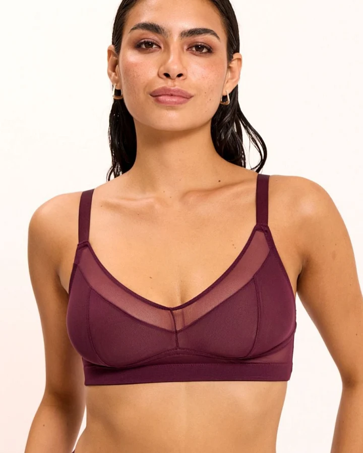 Understatement Damen vegan Bh Mit Netz-Stützfunktion Cherry
