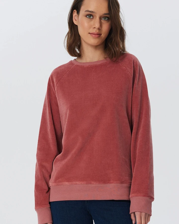 Leela Cotton Damen vegan Sweatshirt Aus Cord Dunkel Lila