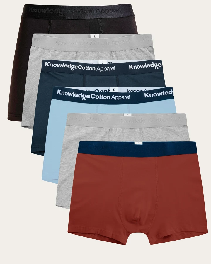 KnowledgeCotton Apparel Herren vegan 6er-Pack Boxershorts Fired Brick
