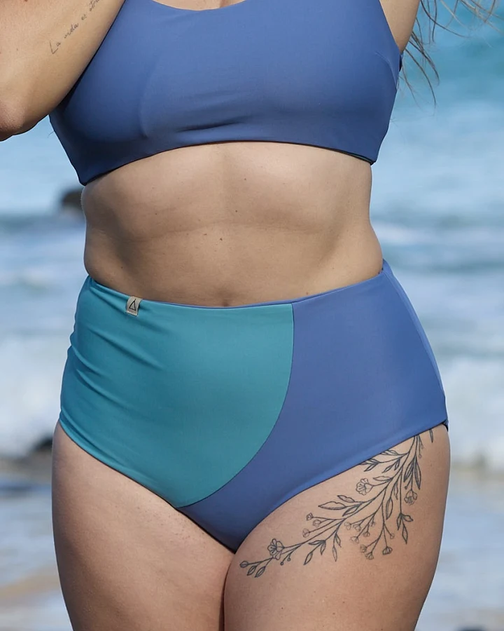 Damen vegan Wendbarer Bikini Slip Mit Hoher Taille In Pure Ice Blue/Grey Blue
