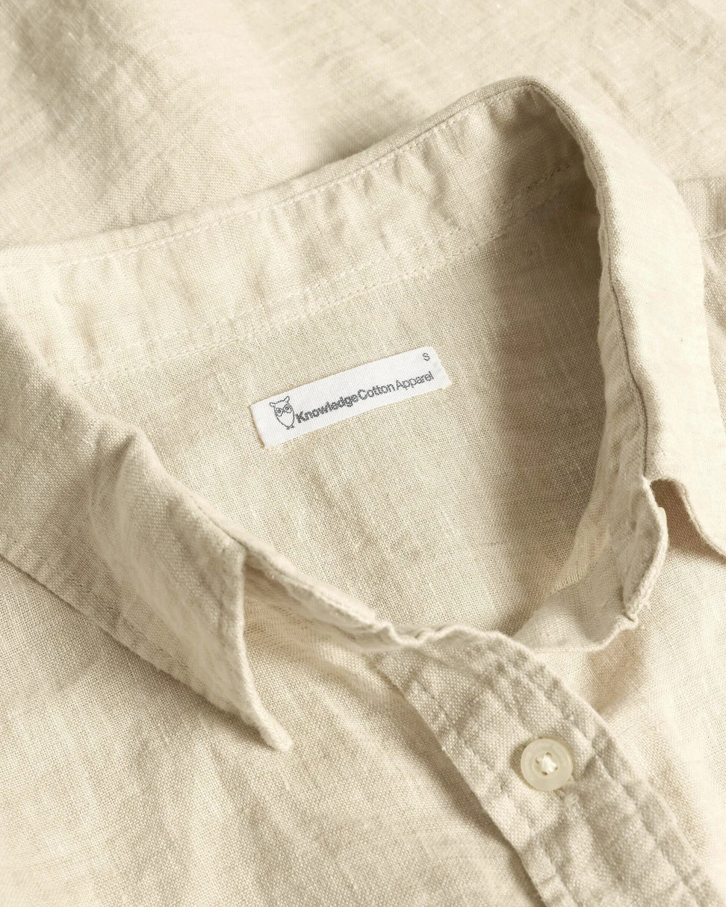 KnowledgeCotton Apparel Damen vegan Hemd Aster Hochgekrempelt Kurzarm Hell, Garngefärbt, Helles Federgrau – Ansicht 2