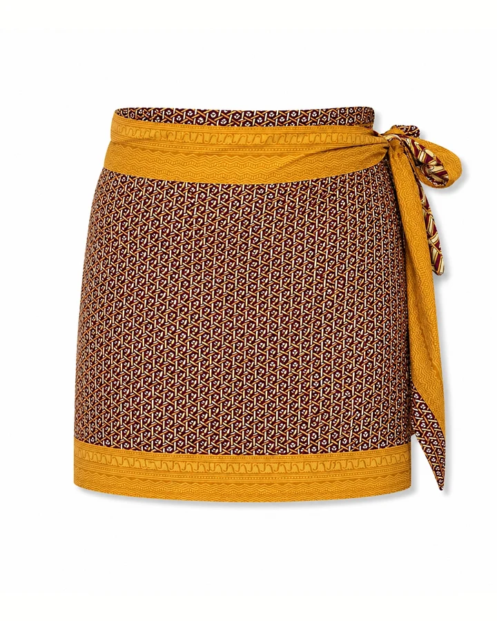 el.résidu Damen vegan Rock Amira Dunkelgelb/Braun