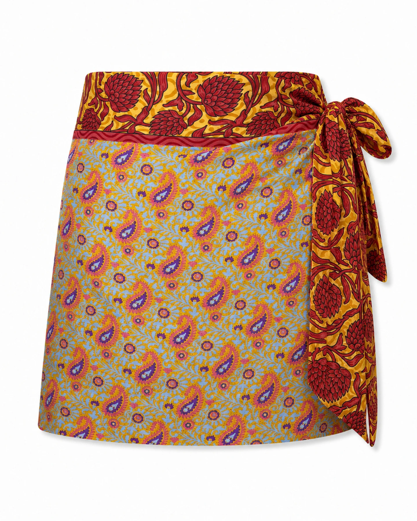 el.résidu Damen vegan Rock Amira Dunkelrot/ Dunkelgelb/ Hellblau – Ansicht 2