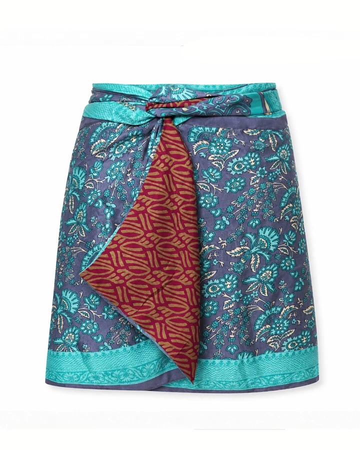 el.résidu Damen vegan Rock Amira Hellblau/Dunkelrot