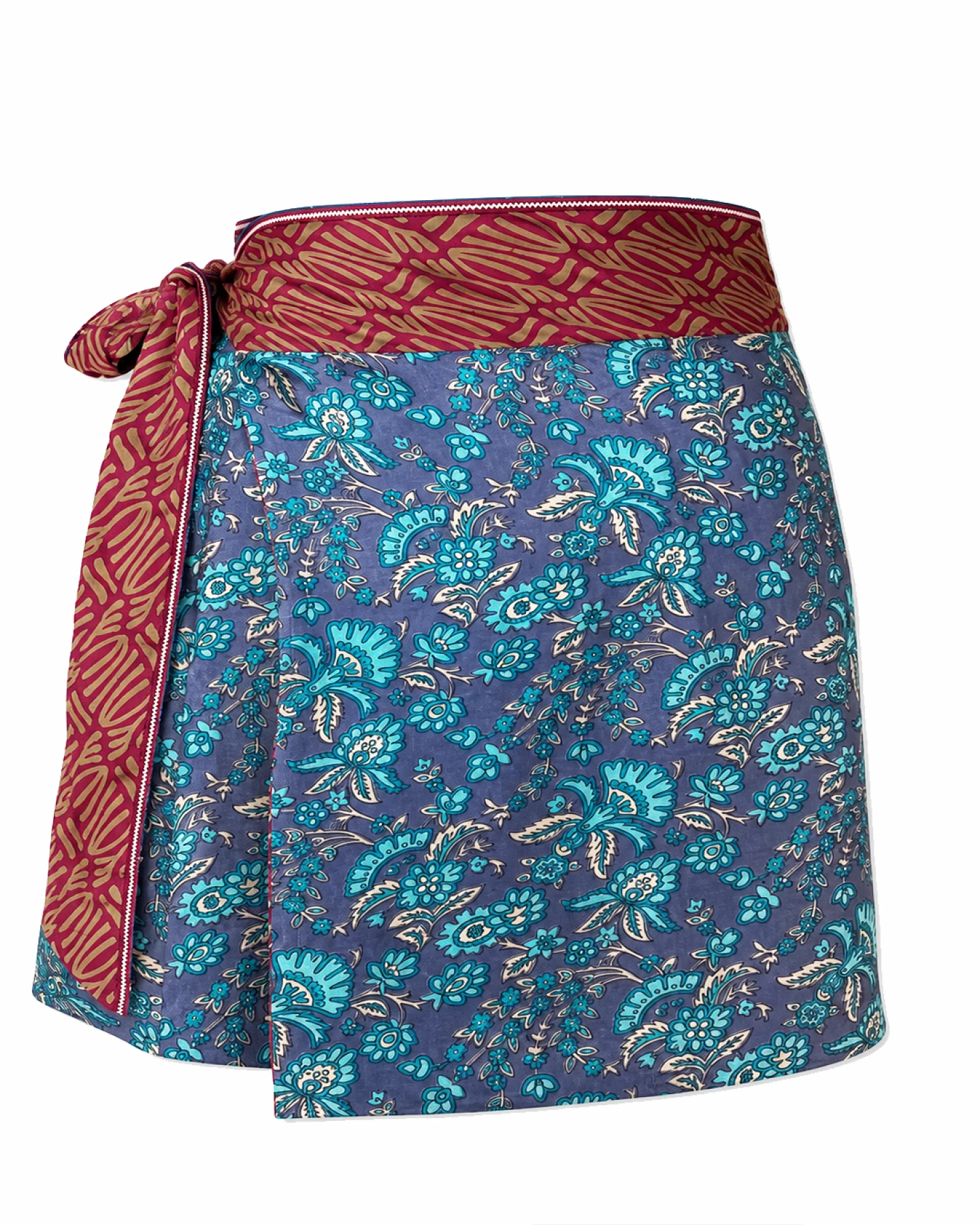 el.résidu Damen vegan Rock Amira Blau/Braun/Dunkelrot – Ansicht 2