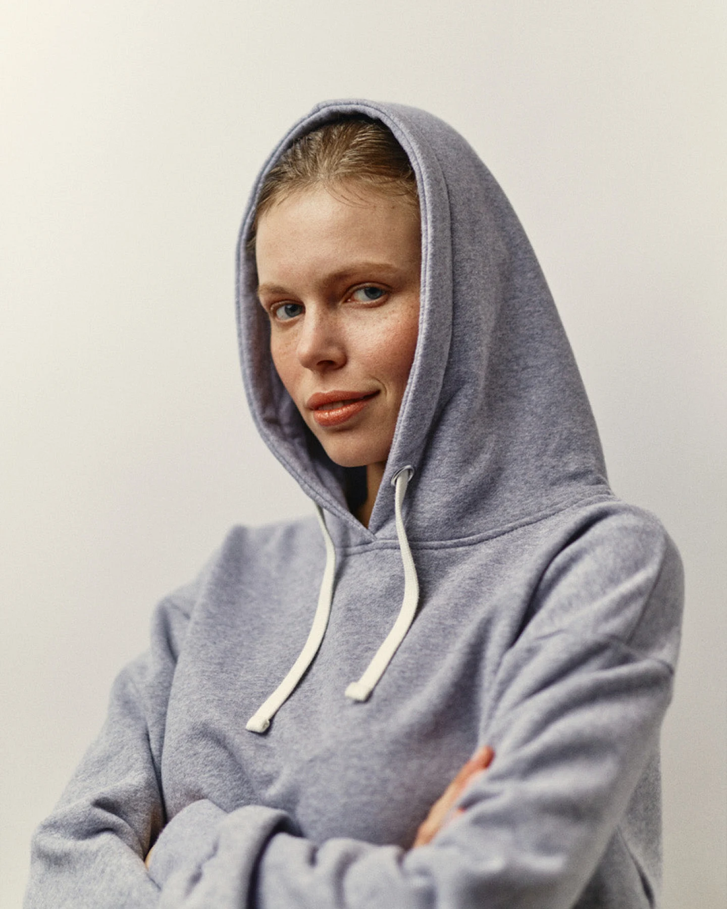 WOTE Damen vegan Oversized Hoodie Sweatshirt Grau-Melange – Ansicht 2