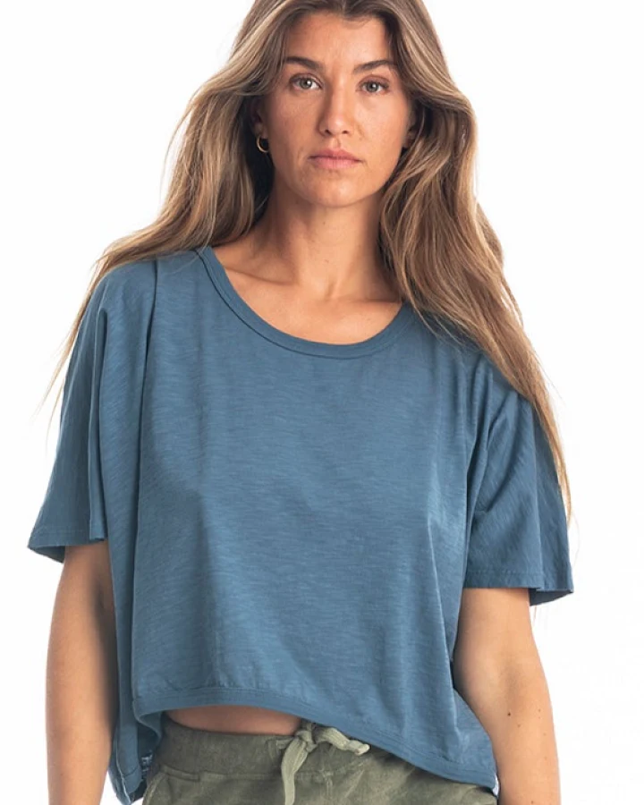 RAVENS VIEW IBIZA Damen vegan Top Square Jeansblau