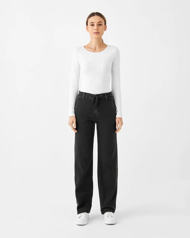 DEW Flared Soft Denim - French Pocket - Black Denim