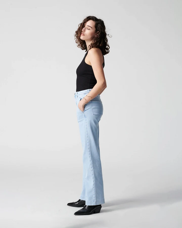DEW Flared Soft Denim - French Pocket - Bright Blue