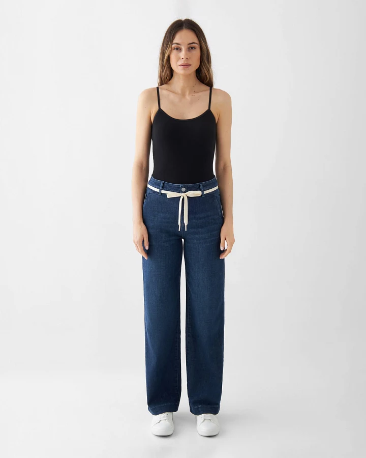 DEW Flared Soft Denim - French Pocket - Dark Blue