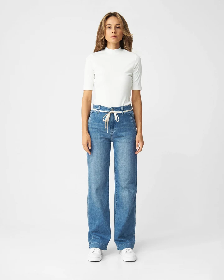 DEW Flared Soft Denim - French Pocket - Medium Blue
