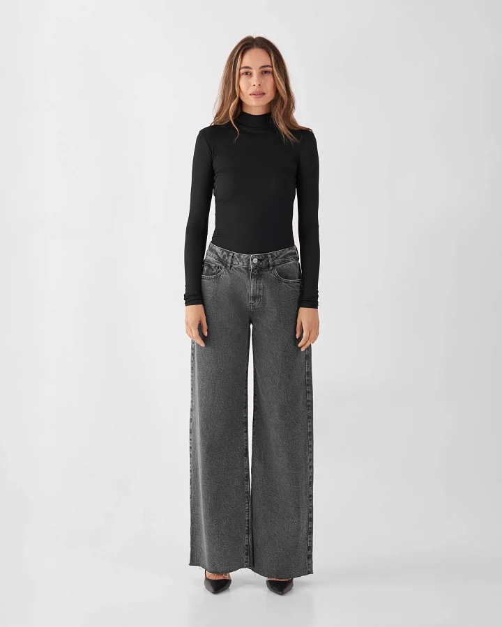 SUNNY Wide Leg Minimal Stretch - Open Hem - Light Grey