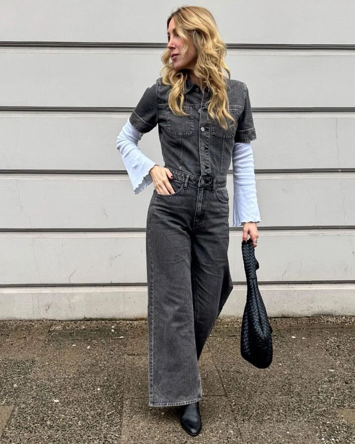 TWITTER Minimal Stretch - Short Sleeve Overall - Dark Grey