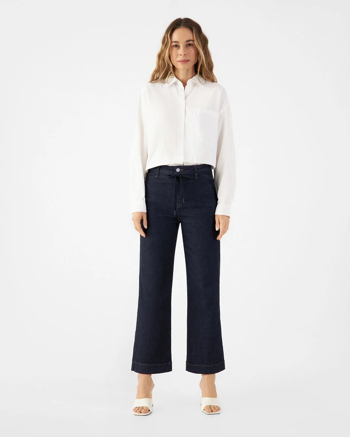 DEW Flared Cropped Soft Denim - French Pocket - Raw Blue