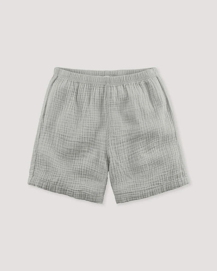 hessnatur Kinder Musselin Shorts PURE COMFORT aus Bio-Baumwolle - grau - Größe 110/116