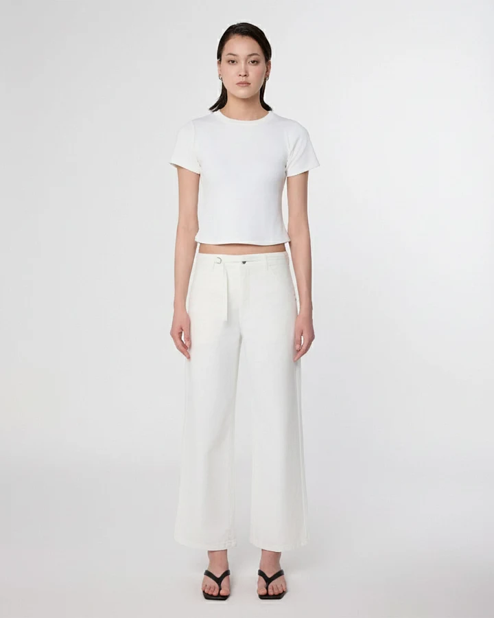 BLINK Wide Barrel Culotte Soft Denim - Classic - White Denim
