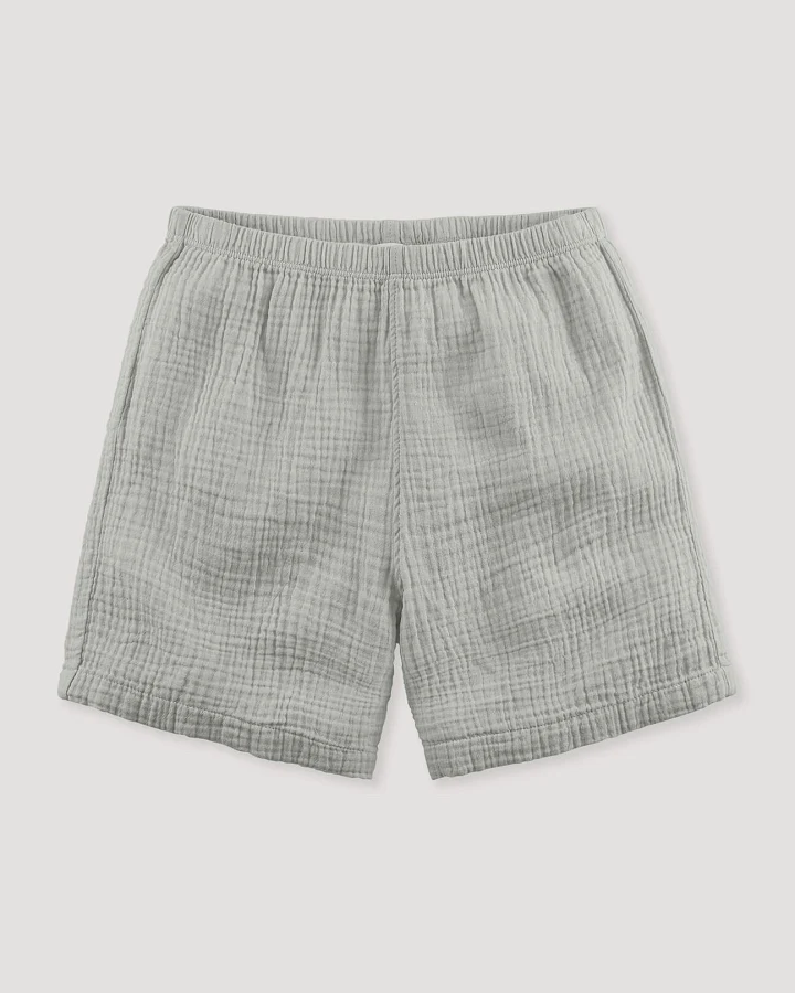 hessnatur Kinder Musselin Shorts PURE COMFORT aus Bio-Baumwolle - grau - Größe 122/128
