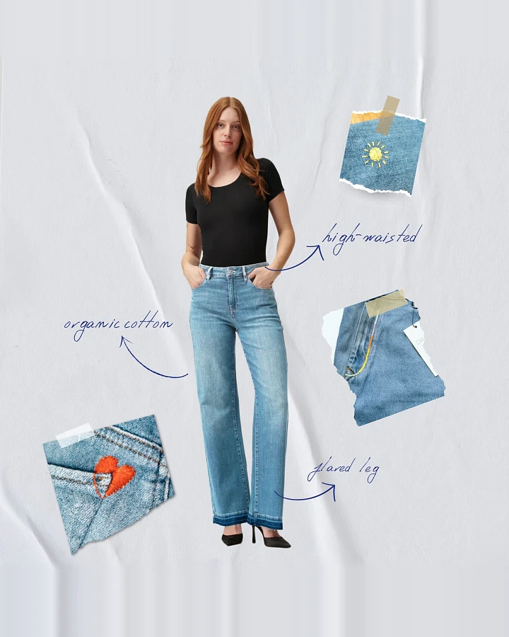 DEW Flared Soft Denim - Open Hem - Light Blue - Art on Broken Pieces