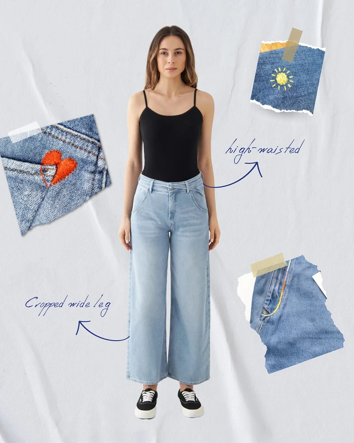BLINK High Waist Culotte Jeans - Light Blue - Art on Broken Pieces
