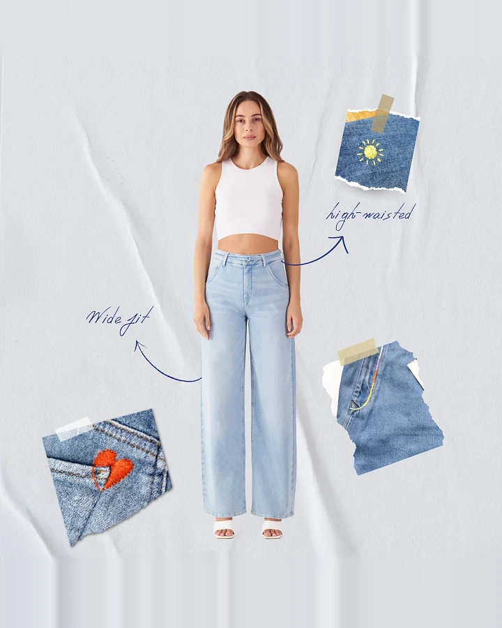 BLINK High Waist Wide - Light Blue - Art on Broken Pieces