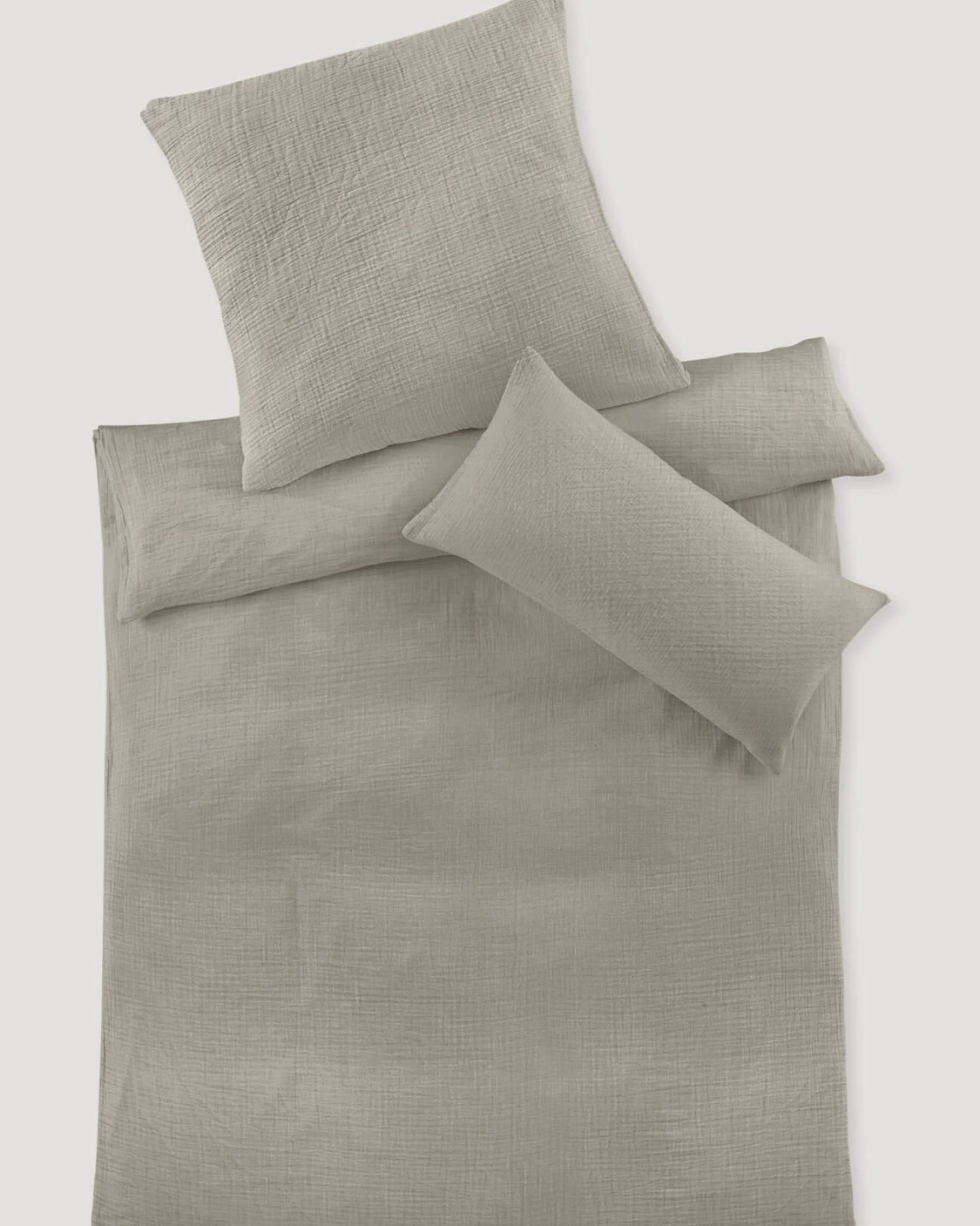 hessnatur Musselin Bettwäsche-Set aus Bio-Baumwolle - beige - Größe 240x220 / 2x80x80 cm – Ansicht 3