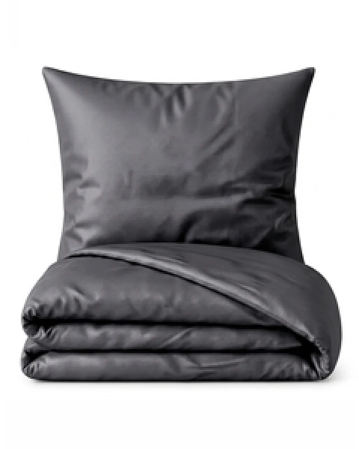 Bettwäsche Set: Baumwoll Satin dunkelgrau