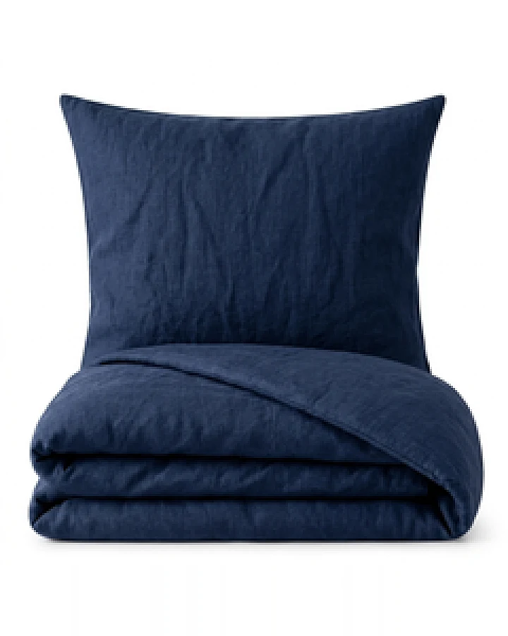 Bettwäsche Set: Halbleinen navyblau