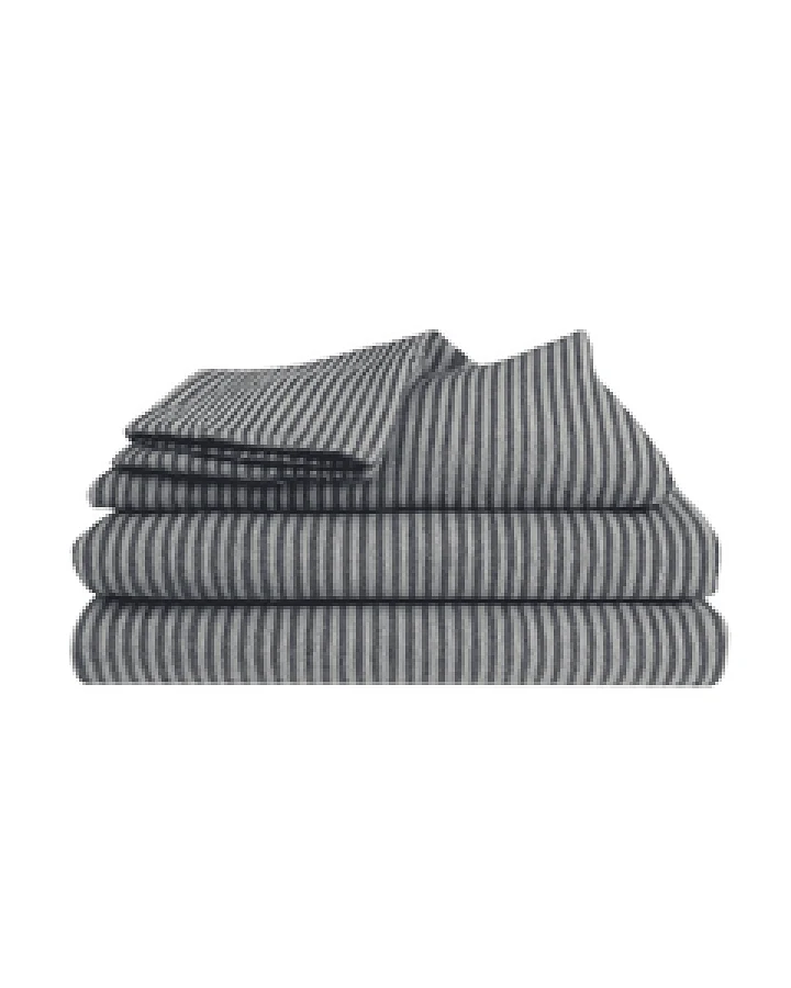 Bettwäsche Set: Flanell weiß blau gestreift