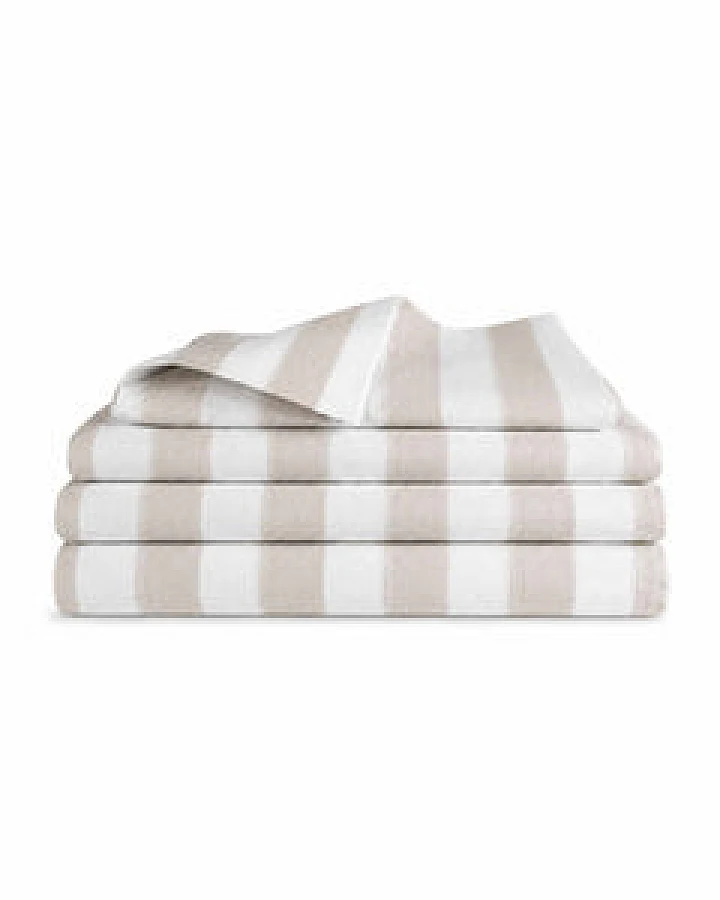 Bettwäsche Set: Halbleinen weiß beige gestreift