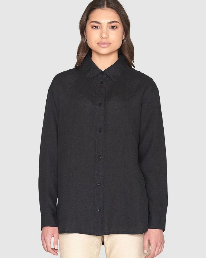 Loose Linen Long Sleeved Shirt