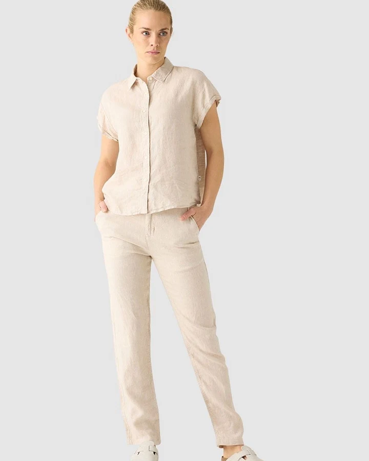 Calla Tapered Mid-Rise Linen Pants