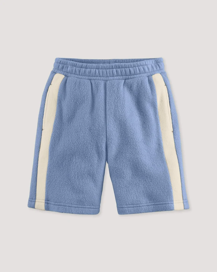 hessnatur Kinder Fleece Shorts aus Bio-Baumwolle - blau - Größe 110/116
