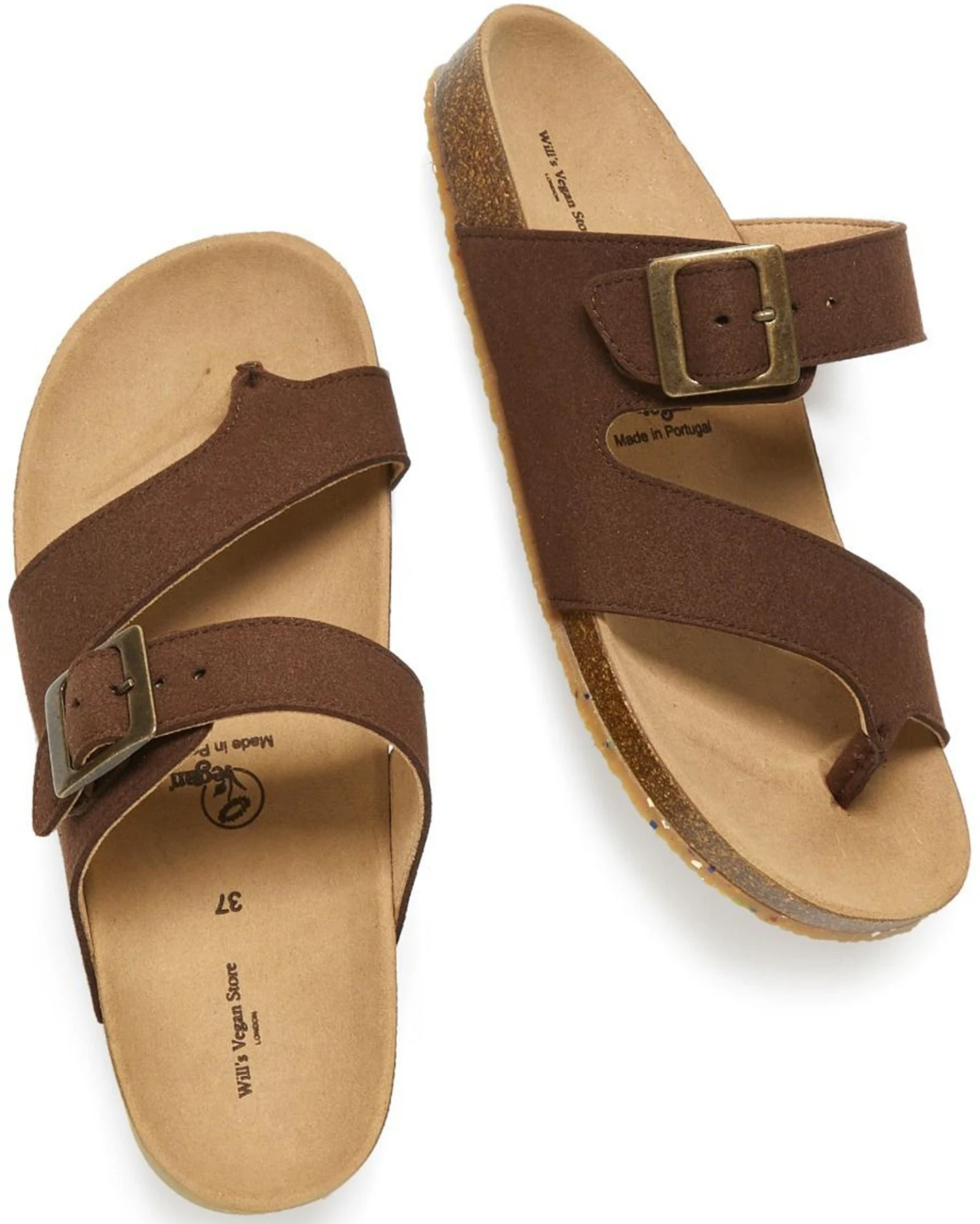 Will's Vegan Store Damen vegan Flip Flops Zehen Braun – Ansicht 2