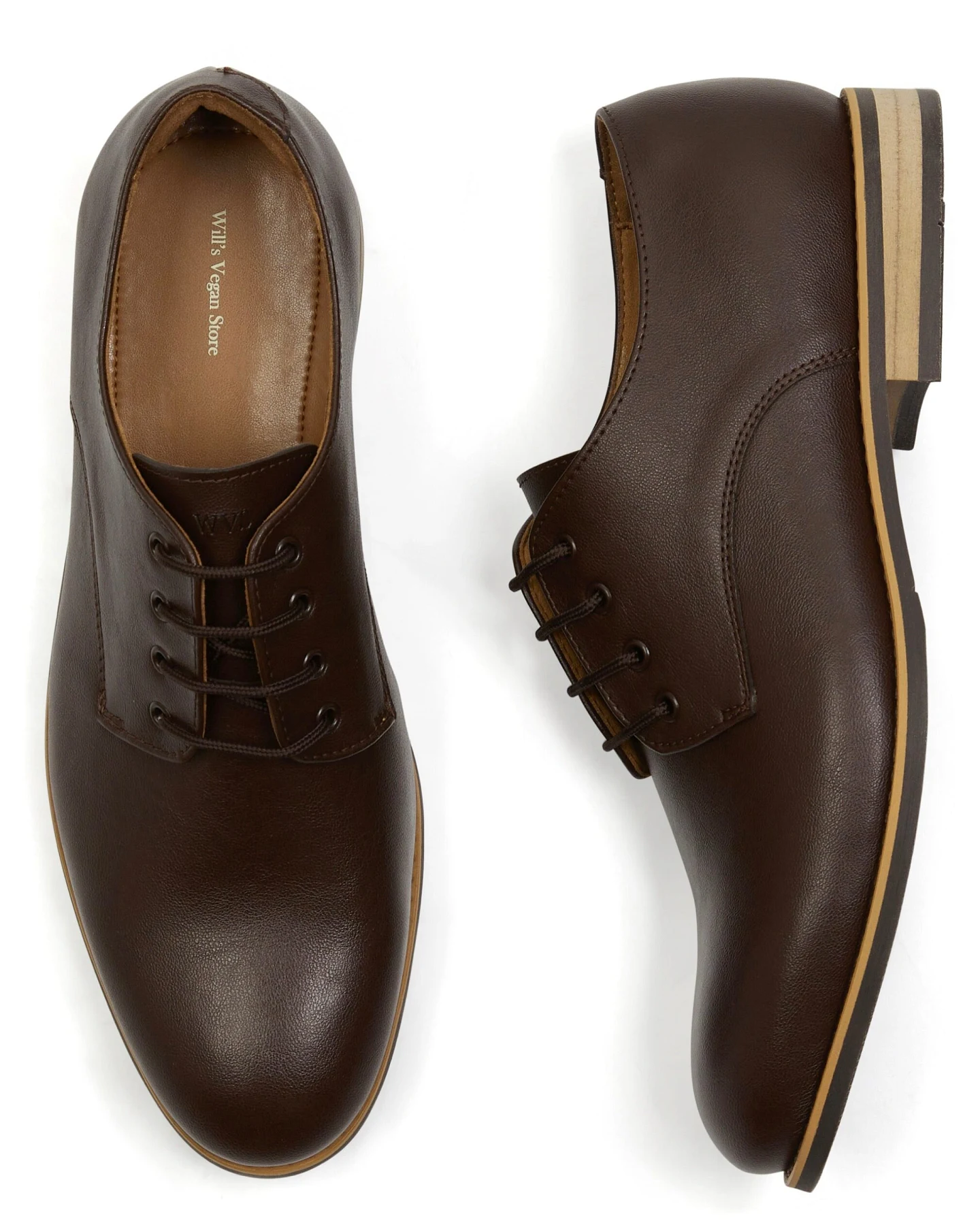 Will's Vegan Store Herren vegan Casual Derbys Dunkelbraun – Ansicht 2