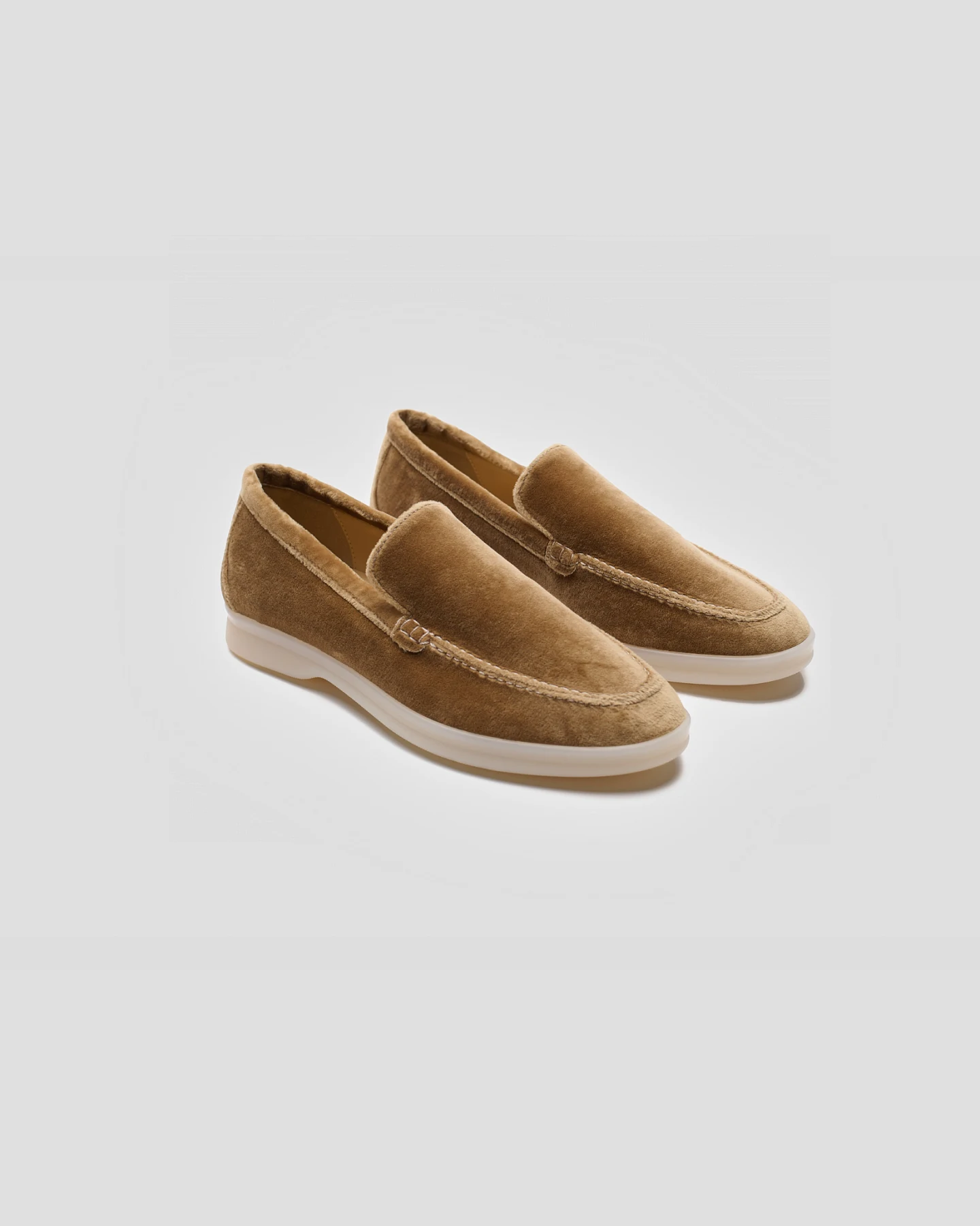 Solari Milano Damen vegan Loafer Samt Taupe Braun – Ansicht 2