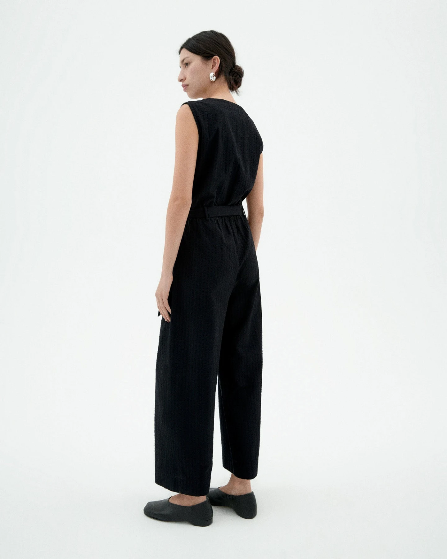 Thinking MU Damen vegan Jumpsuit Seersucker Winona Schwarz – Ansicht 2