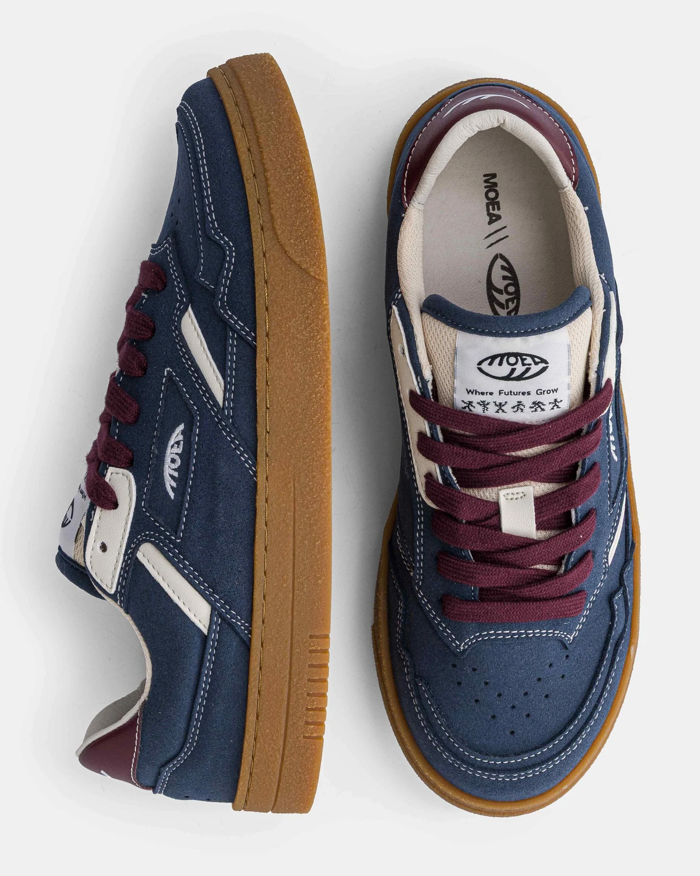MoEa Herren vegan Sneaker Origin Low Night Veganes Wildleder & Beige Trauben – Ansicht 2