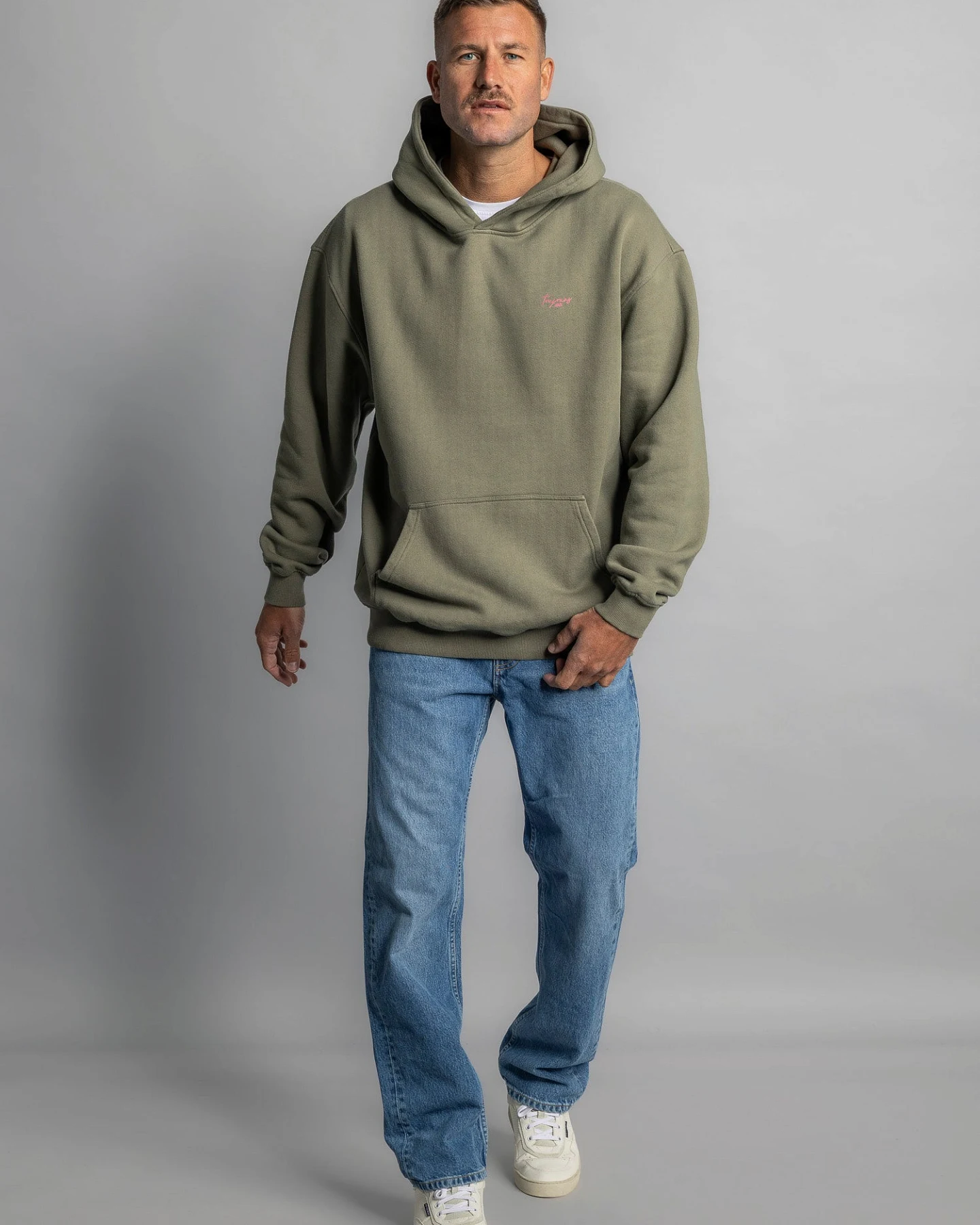 DIRTS Herren vegan Hoodie Oversized Il Fait Beau Dusty Olive – Ansicht 2