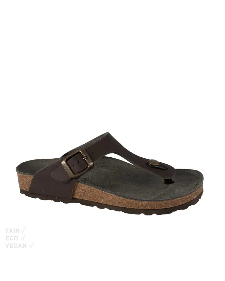 Vegetarian Shoes Toe Post Sandal Brown