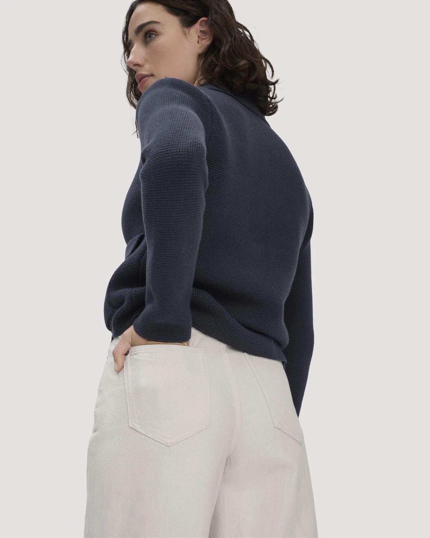 hessnatur Damen Jeans ALVA Wide Leg UNDYED aus Bio-Baumwolle mit TENCEL™ Lyocell - natur - Größe 30/32 – Ansicht 3
